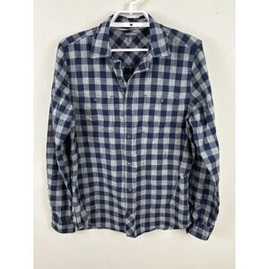 Toad & Co Shirt Mens Small Blue Gray Plaid Button Up Long Sleeve Casual Cotton